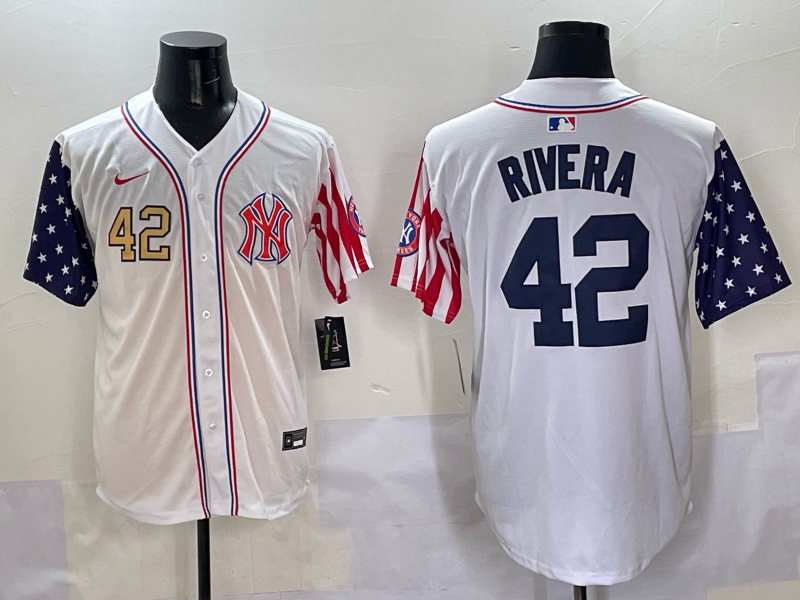 Men 2025  MLB New York Yankees #42 Rivera white jersey style 16->new york yankees->MLB Jersey